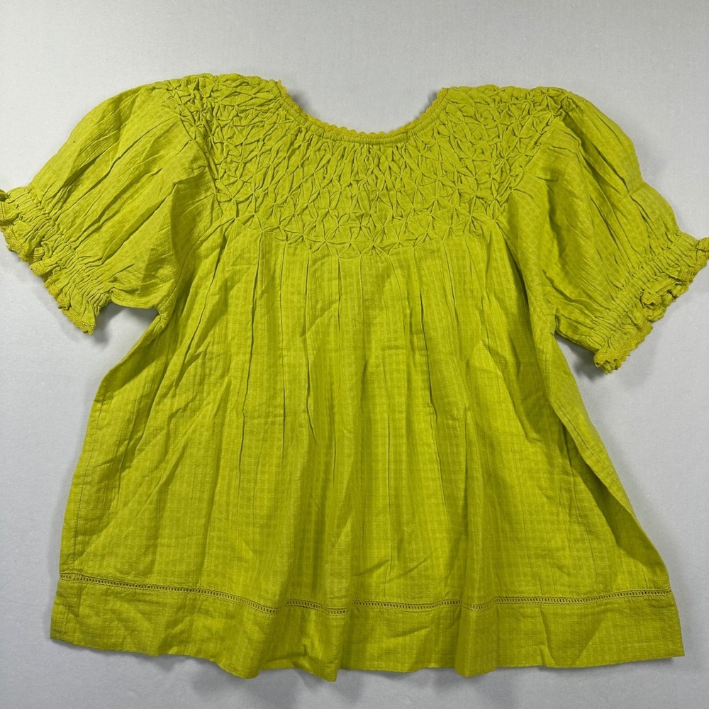 New Sundance Lodi Henley Top L/XL Chartreuse Cotton Boho Cottagecore Babydoll - Picture 3 of 10